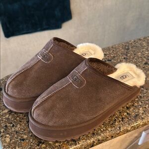 UGG Brown Suede & Shearling Slippers